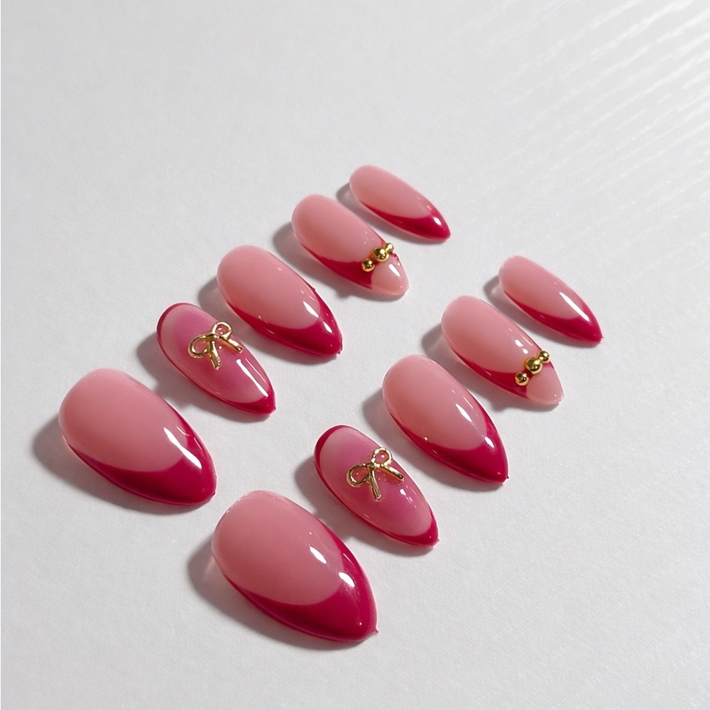 Pink and Red Press-On Nails